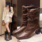 Large Size Women’s High Heel Plus-Width Ankle Boots – Autumn/Winter