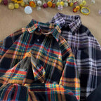 New Japanese-style Retro Color-block Design Loose-fit Shirt