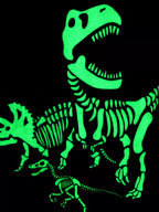 Children's Glow In The Dark Dinosaur Skeleton Graphic Crew Neck T-Shirt