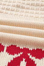 Apricot Bow Pattern Textured Open Front Baggy Cardigan