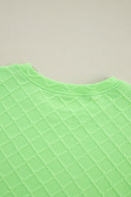 Light Green Checkered Textured Tee and Drawstring Shorts