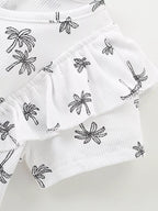 Children's Tropical Print Ruffle Sleeve Top & Shorts Set