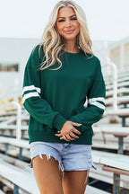 Coffee Varsity Striped Detail Drop Shoulder Oversized Sweatshirt