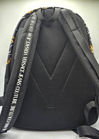 Versace Jeans Couture Logo Black And Yellow Baroque Print Backpack
