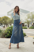 DENIM ROUND POCKET SKIRT