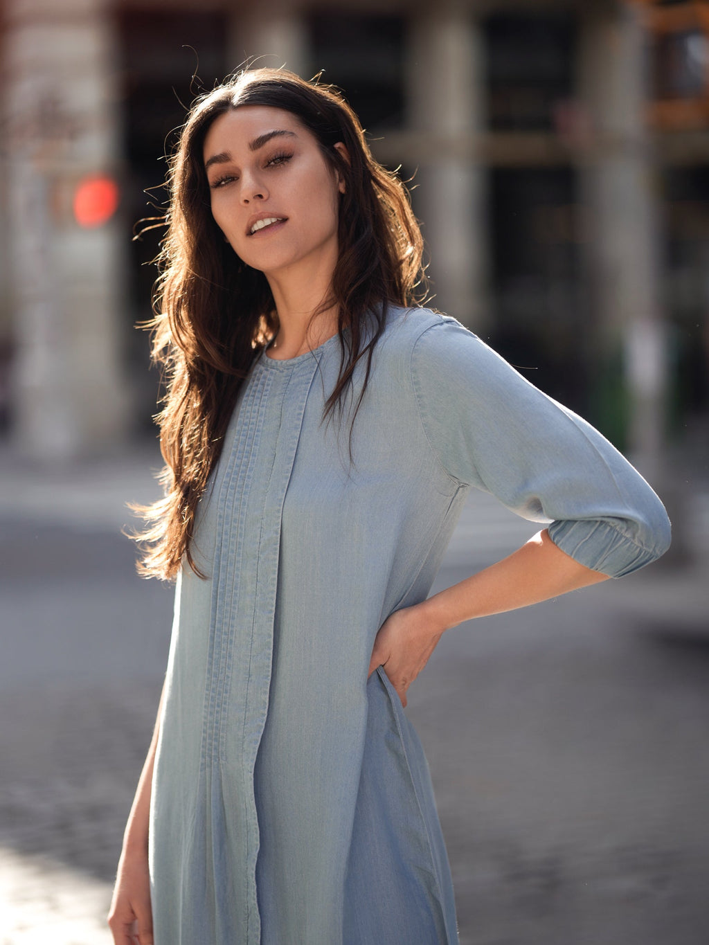 TENCEL PLEAT DRESS