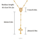 Italian 925 Sterling Silver or 18K Gold Plated Rosary Bead Cross Necklace Chain for Women men