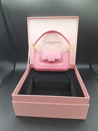 Charles & Keith Koa Leather Push-Lock Top Handle Bag Pink