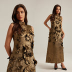 🌸 Three-Dimensional Floral Sleeveless A-Line Dress