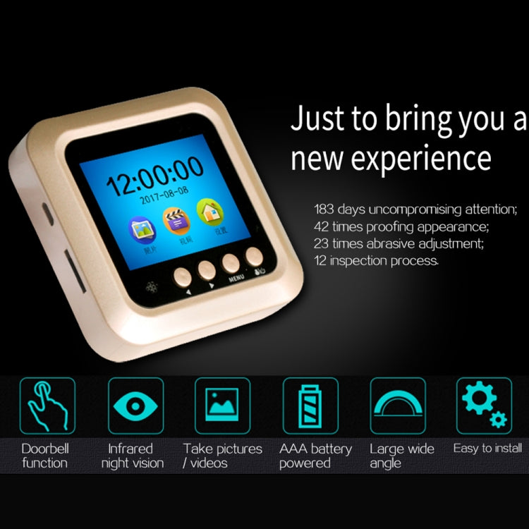 W5 2.4 inch Screen 2.0MP Security Camera No Disturb Peephole Viewer Doorbell, Support TF Card / Night Vision / Video Recording(Gold)