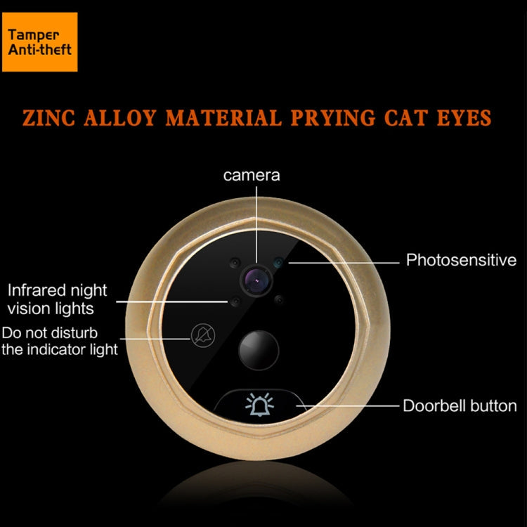 W5 2.4 inch Screen 2.0MP Security Camera No Disturb Peephole Viewer Doorbell, Support TF Card / Night Vision / Video Recording(Gold)