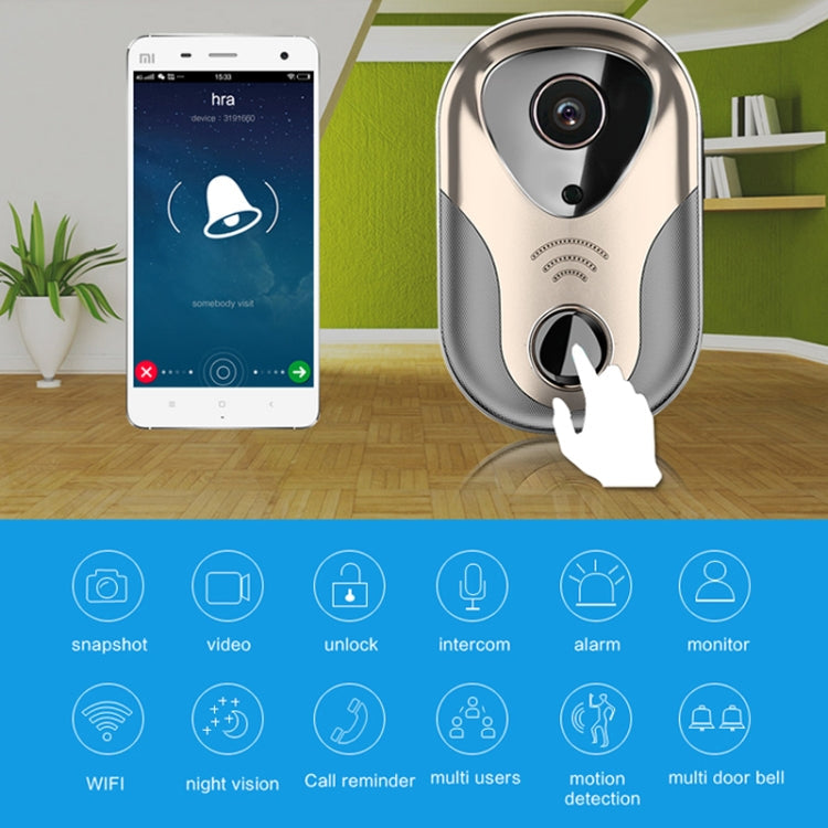 163Eye L1-NJ Smart Visual WIFI 1.3MP Network HD Intercom Doorbell , Support Micro SD Card  & Night Vision(Gold)