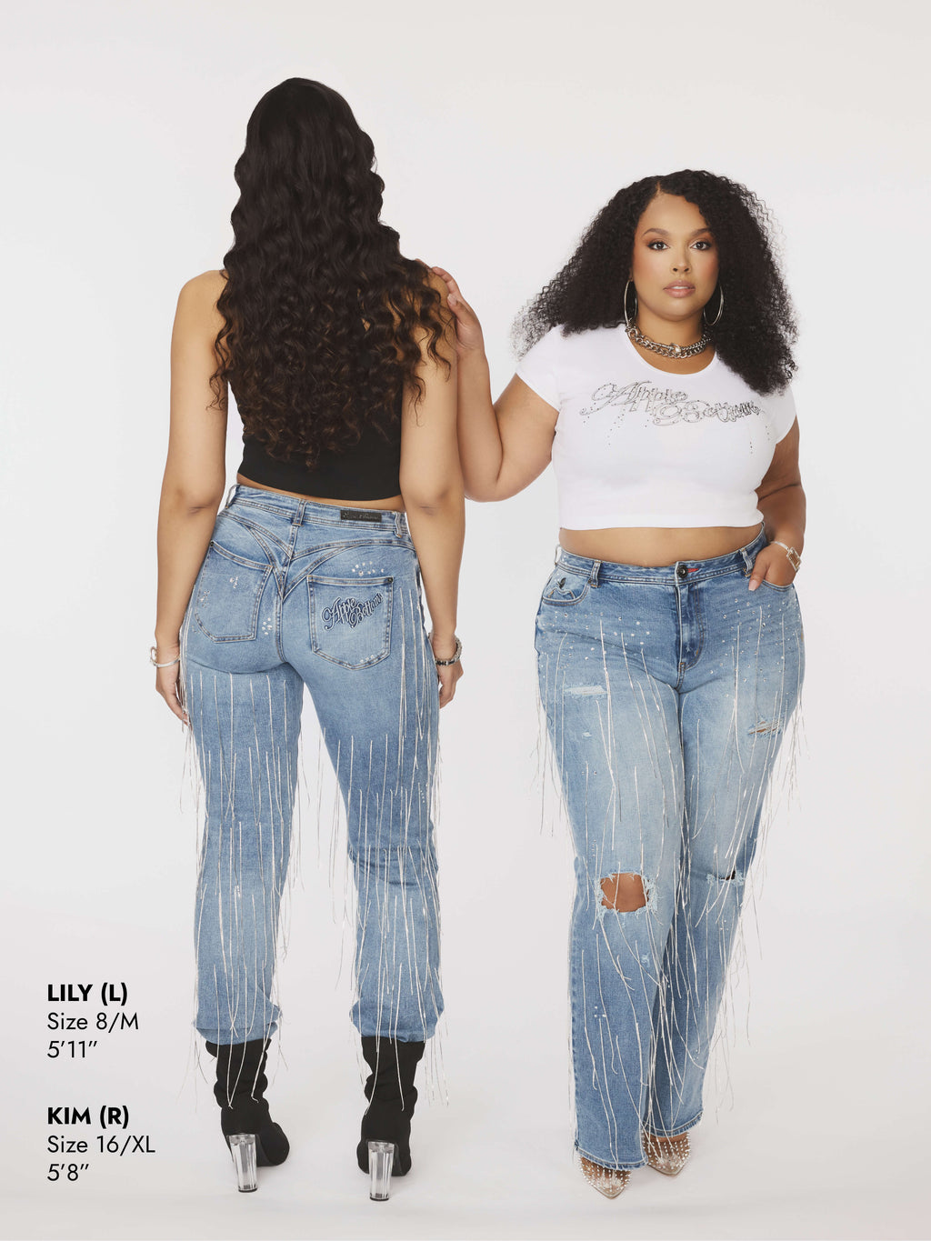Star Struck Destructed Fringe Jean - Medium Wash