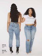 Star Struck Destructed Fringe Jean - Medium Wash
