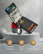 Genuine Leather Money Clip Wallet and Airtag Keychain Gift Set