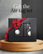 Genuine Leather Money Clip Wallet and Airtag Keychain Gift Set