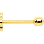 14k Yellow Gold Flat Back Earring 20G 2mm Ball Floral Reversible