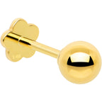 14k Yellow Gold Flat Back Earring 20G 4mm Ball Floral Reversible