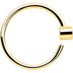 14k Solid Yellow Gold Bendable Nose Hoop 22G 5/16 with Bezel CZ