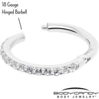 14k Solid White Gold Hinged Segment Ring Forward Facing CZ 18G 5/16