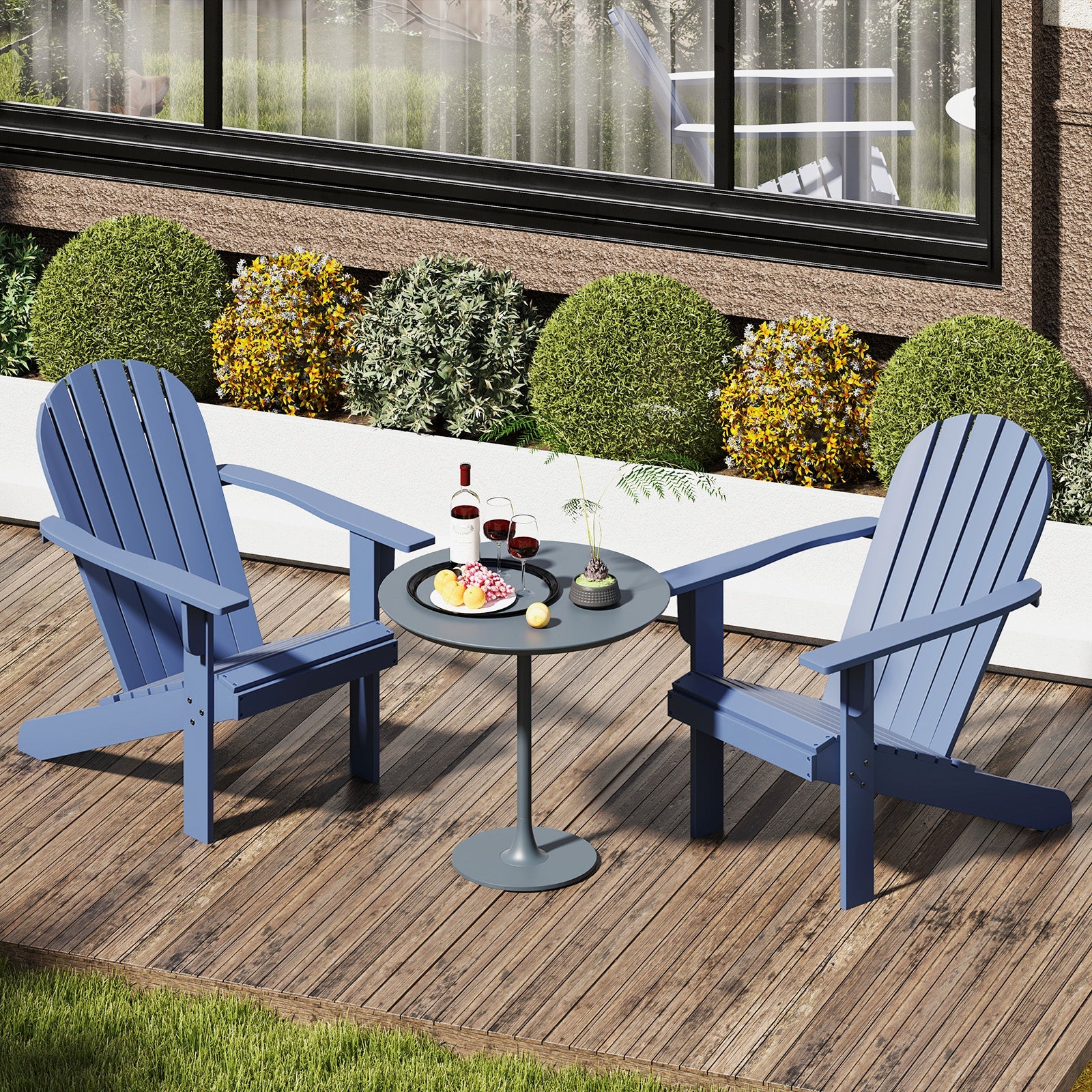 Acacia Wood Lounge Patio Adirondack Chair with Inclined Seat