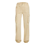 Adjustable Cargo Pants Women Straight Fit Baggy Wide Leg High Waist Pants Pockets Retro Street Style Casual Trousers