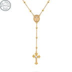 Italian 925 Sterling Silver or 18K Gold Plated Rosary Bead Cross Necklace Chain for Women men