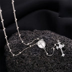 Italian 925 Sterling Silver or 18K Gold Plated Rosary Bead Cross Necklace Chain for Women men