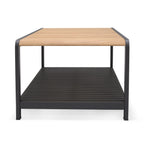 Amber Teak and Aluminum Rectangular Coffee Table