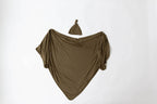 Swaddle Blanket and Hat Set - Olive Green Newborn Swaddle