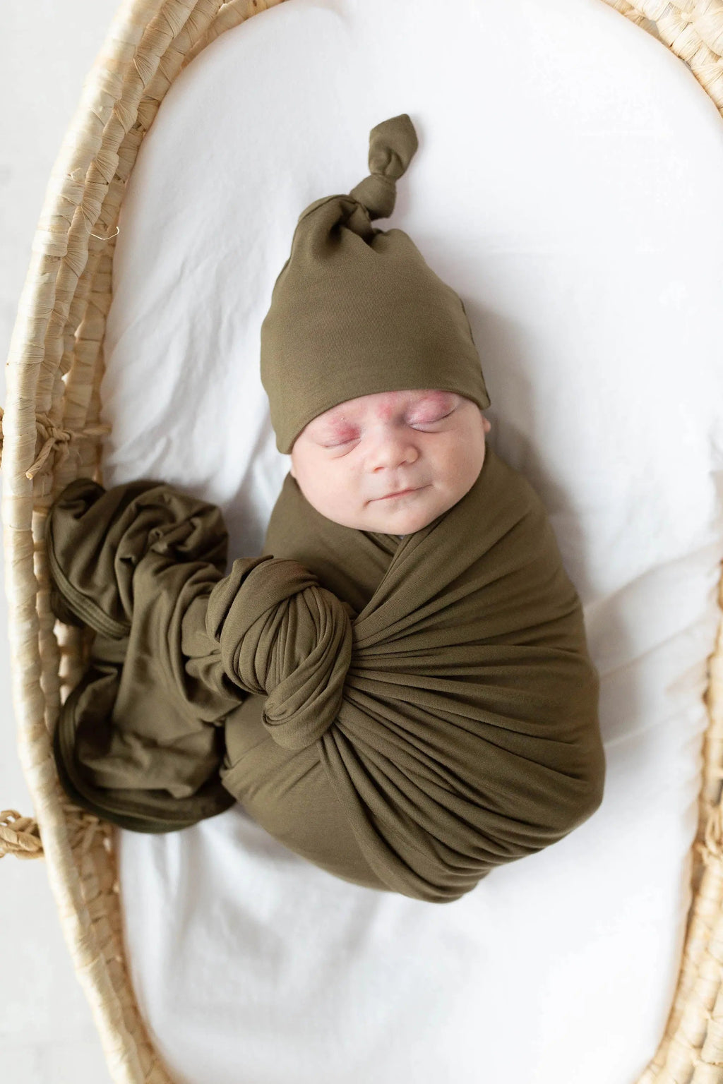 Swaddle Blanket and Hat Set - Olive Green Newborn Swaddle