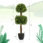 40 Inch Artificial Boxwood Topiary Ball Tree for Front Porch Patio Home-Green