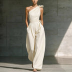 Women's Sleeveless Halter Neck Cinched Waist Slim Jumpsuit – 6 Colors S–2XL