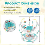Baby Activity Center Height Adjustable Baby Bouncing Saucer with Interactive Toys-Blue - Color: Blue