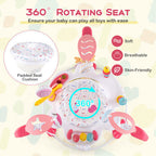 Baby Activity Center Height Adjustable Baby Bouncing Saucer with Interactive Toys-Pink - Color: Pink