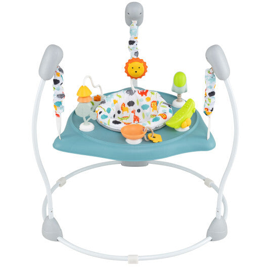 Baby Jump and Play Activity Center with Rotatable Seat and Interactive Toys-Blue - Color: Blue