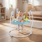 Baby Jump and Play Activity Center with Rotatable Seat and Interactive Toys-Blue - Color: Blue