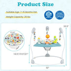 Baby Jump and Play Activity Center with Rotatable Seat and Interactive Toys-Blue - Color: Blue