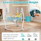 Baby Jump and Play Activity Center with Rotatable Seat and Interactive Toys-Blue - Color: Blue