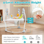 Baby Jump and Play Activity Center with Rotatable Seat and Interactive Toys-White - Color: White