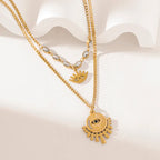 316L Stainless Steel Multi-Layer Vintage Eye Pendant Necklace For Women Girl New Trend Waterproof Chain Jewelry Gift
