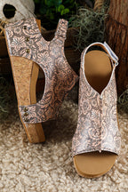 Vintage Floral Hollowed Platform Sandals