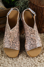 Vintage Floral Hollowed Platform Sandals