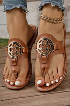 Metal Decor Thong Slippers