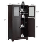 Bathroom Floor Storage Locker Kitchen Cabinet with Doors and Adjustable Shelf