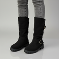 Knit Cuff Buckle Boot