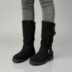 Knit Cuff Buckle Boot