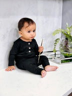 Top and Bottom Outfit and Hat Set, Newborn Clothes, Baby Boy Outfit Sets - Black