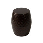 Braga Metal Stool Table Container in Antique Bronze Finish