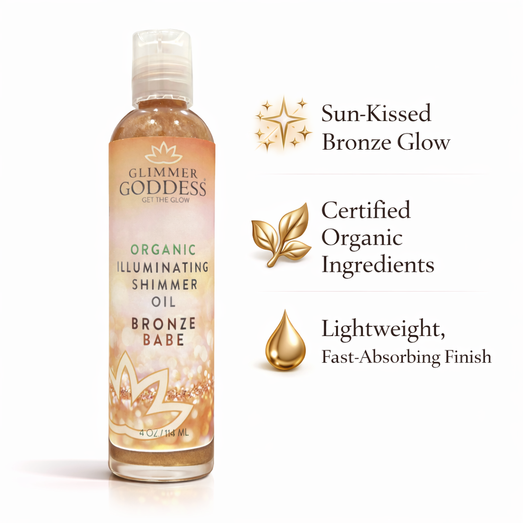 Organic Shimmer Body Oil for a Soft, Non-Greasy Body Glow